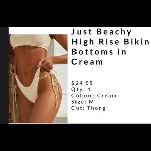 Cream thong bikini bottom